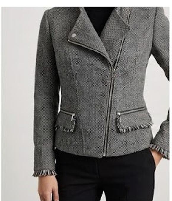 Zara Jackets & Blazers - ZARA Trafaluc Outerwear Womens Gray Wool Blend Moto Biker Cropped Jacket Size M